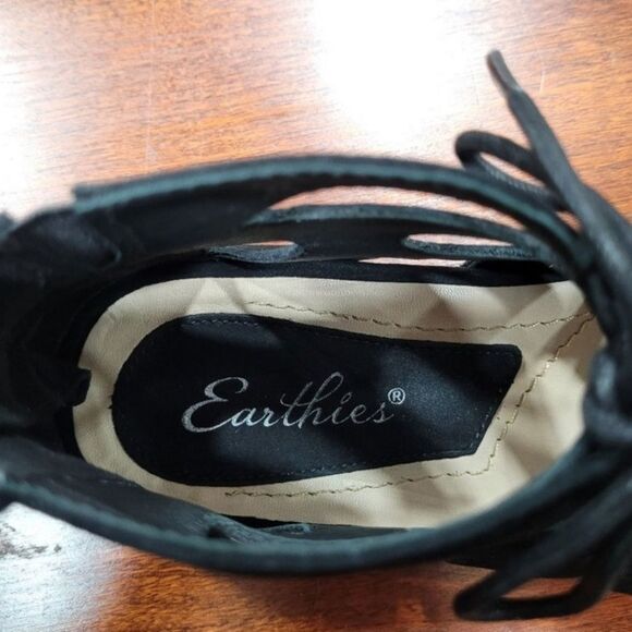 NEW! Earthies Suede Roma Gladiator Sandals Black - Picture 7 of 8